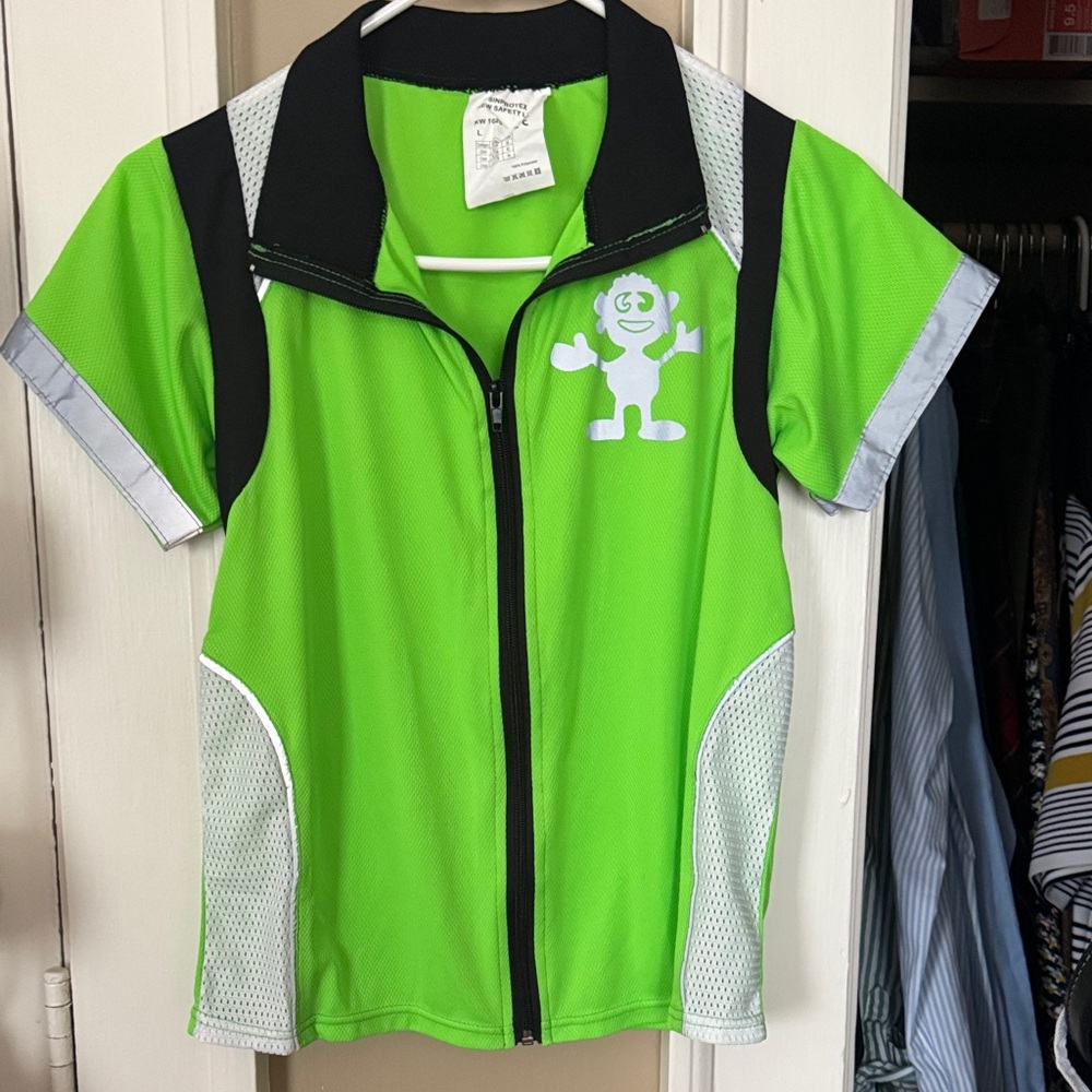 High-Visibility Lime Green Women's Zip Front Cycling Jersey